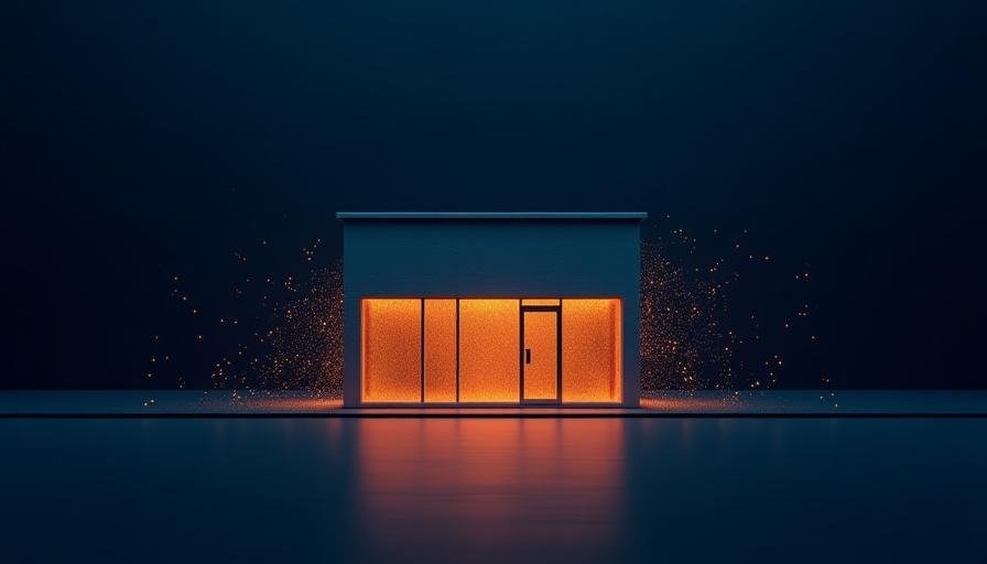 Abstract visualization of data flowing into a digital storefront representing small business growth