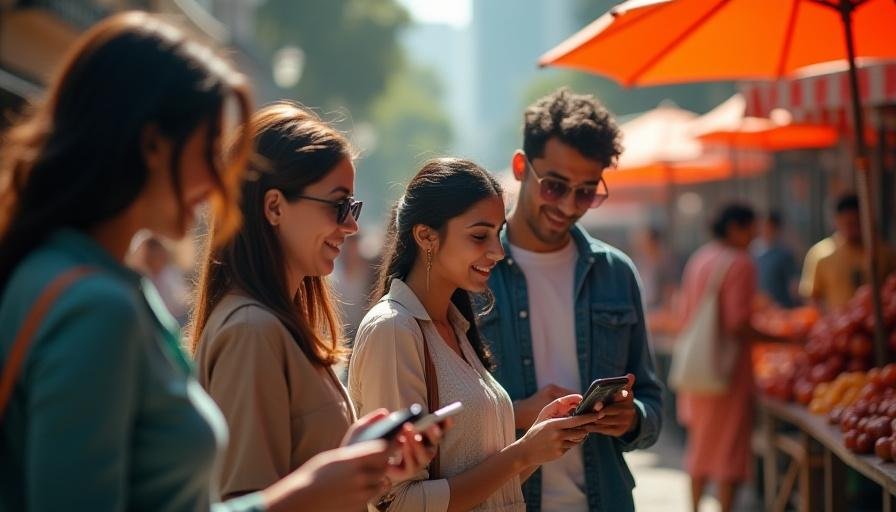 Diverse Indian consumers interacting with digital retail interfaces