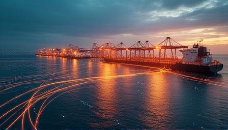 Global cargo ship and logistics network overlay